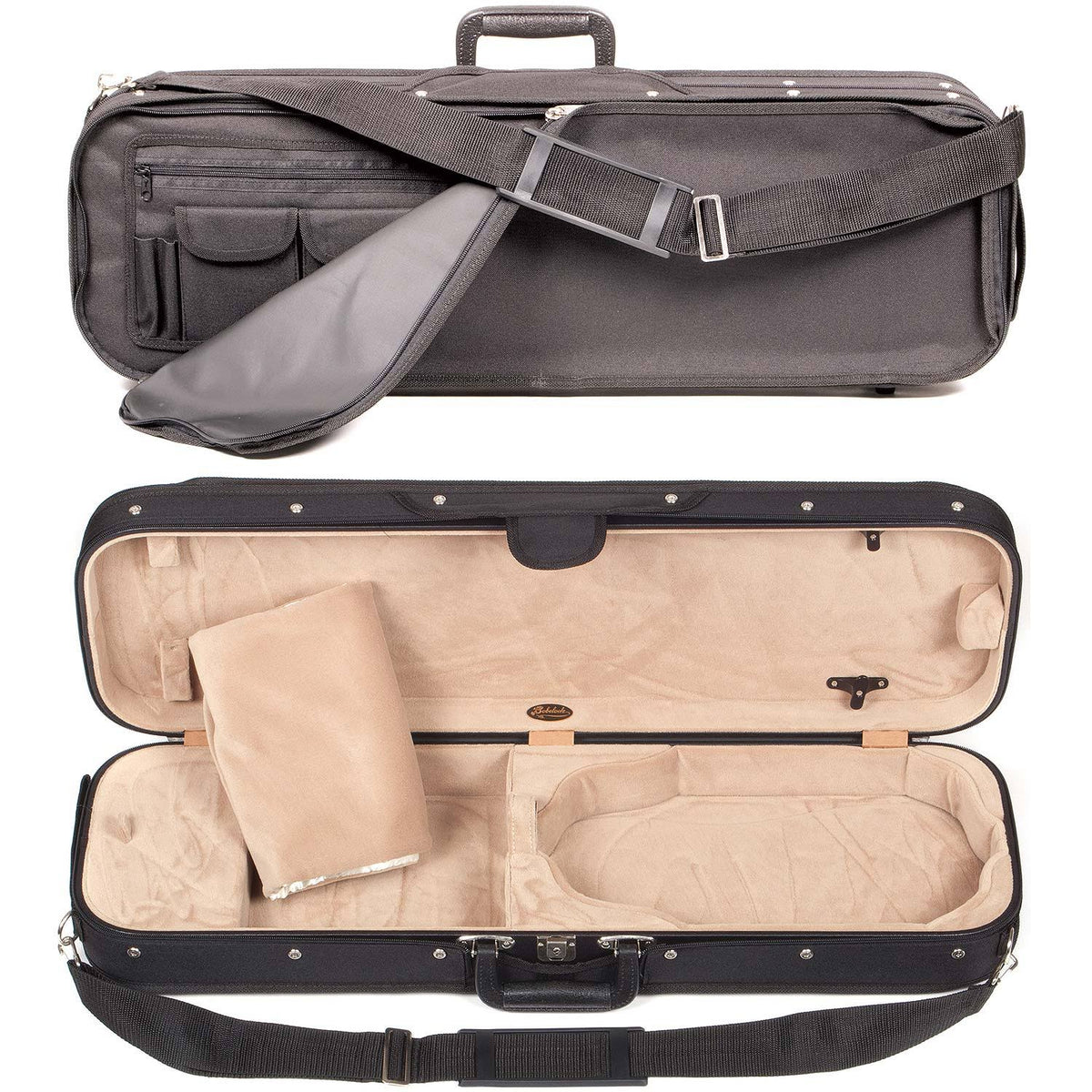 Oblong 1/2 Violin Case with Tan Velour Interior H285