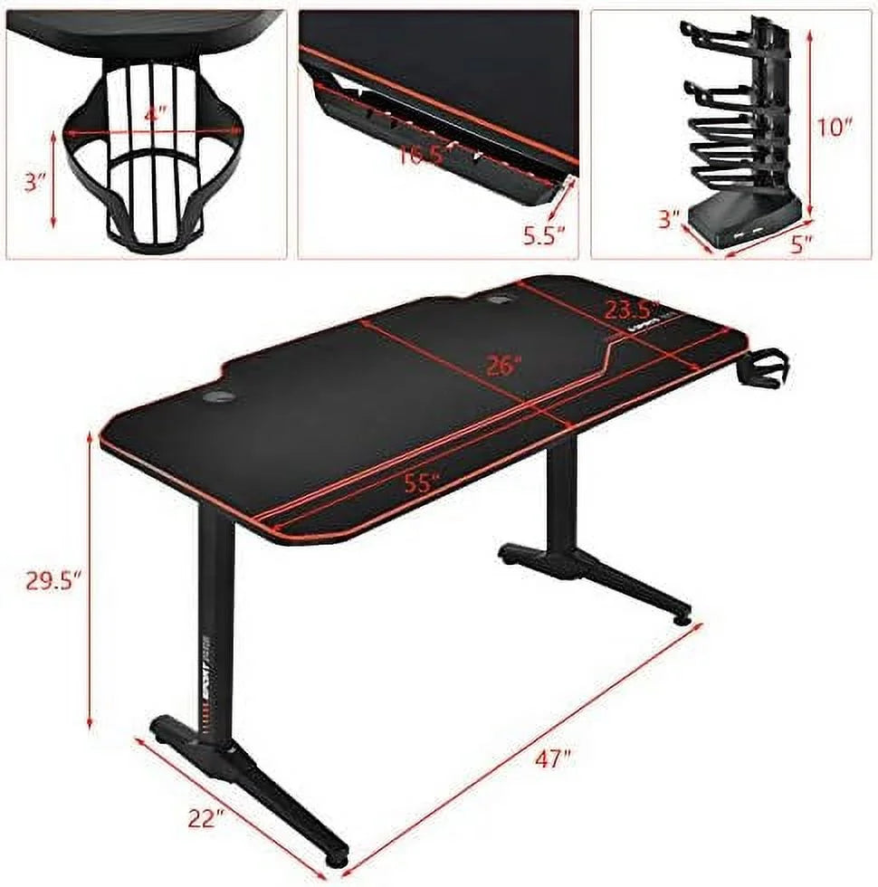 55 Inch Gaming Desk with Mouse Pad O873