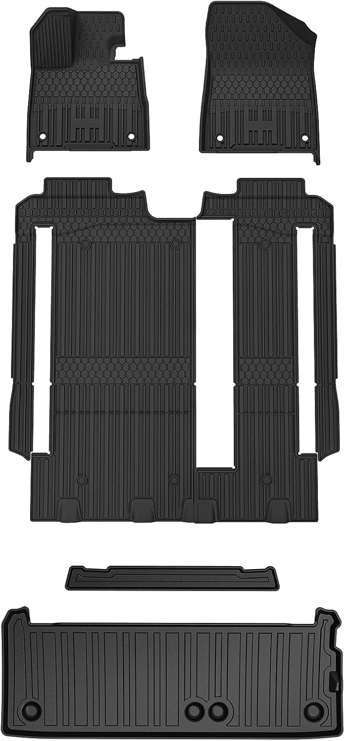 Black 8 Seat TPE All Weather Floor Mats & Cargo Liner P118