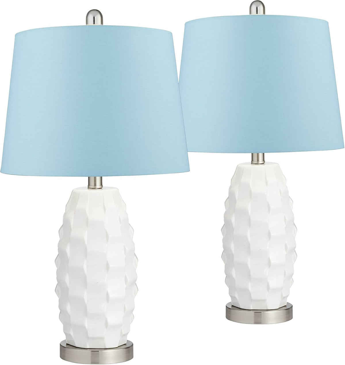 White Ceramic LED Table Lamps Set of 2 L573