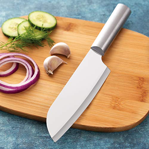 7 Stainless Steel Kitchen Knives Starter Gift Set with Brushed Aluminum S37433
