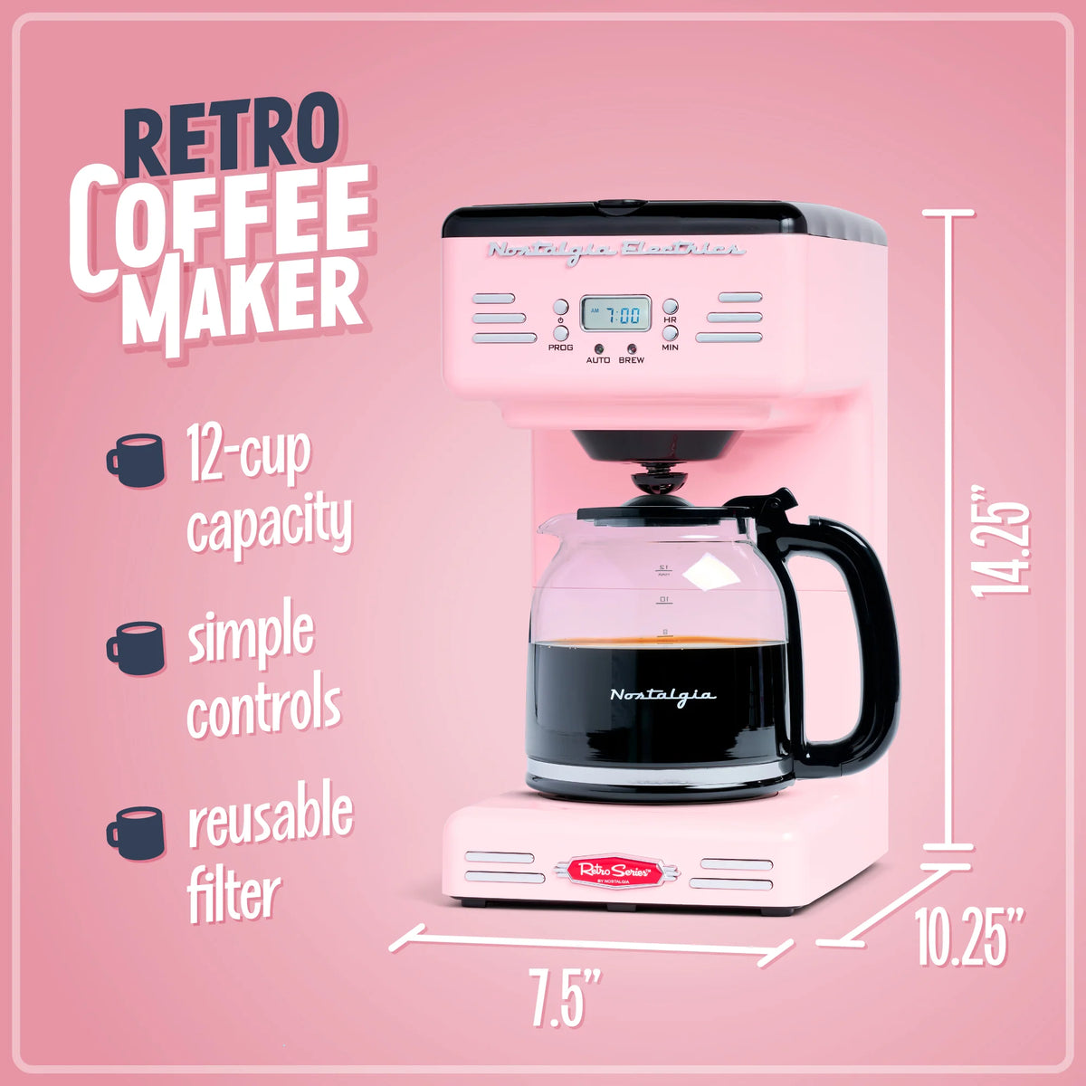 Pink 12-Cup Coffee Maker S85618