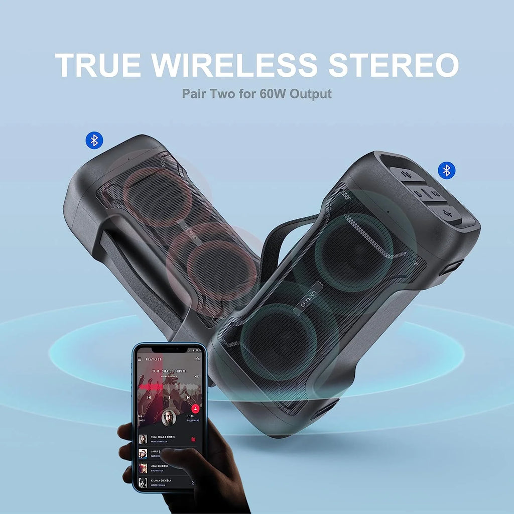 Bluetooth Speaker with Deep Bass, IPX6 Waterproof, 24H Playtime W4338