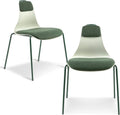 Green Upholstered Dining Chair Set of 2 with Iron Legs T400