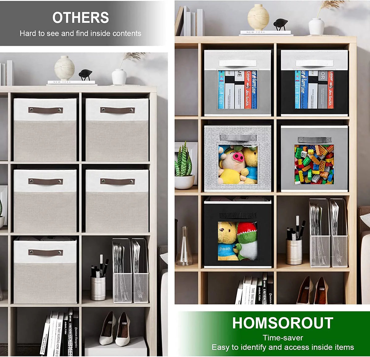 11 Inch Fabric Storage Cubes with Window, 6 Packs P32394