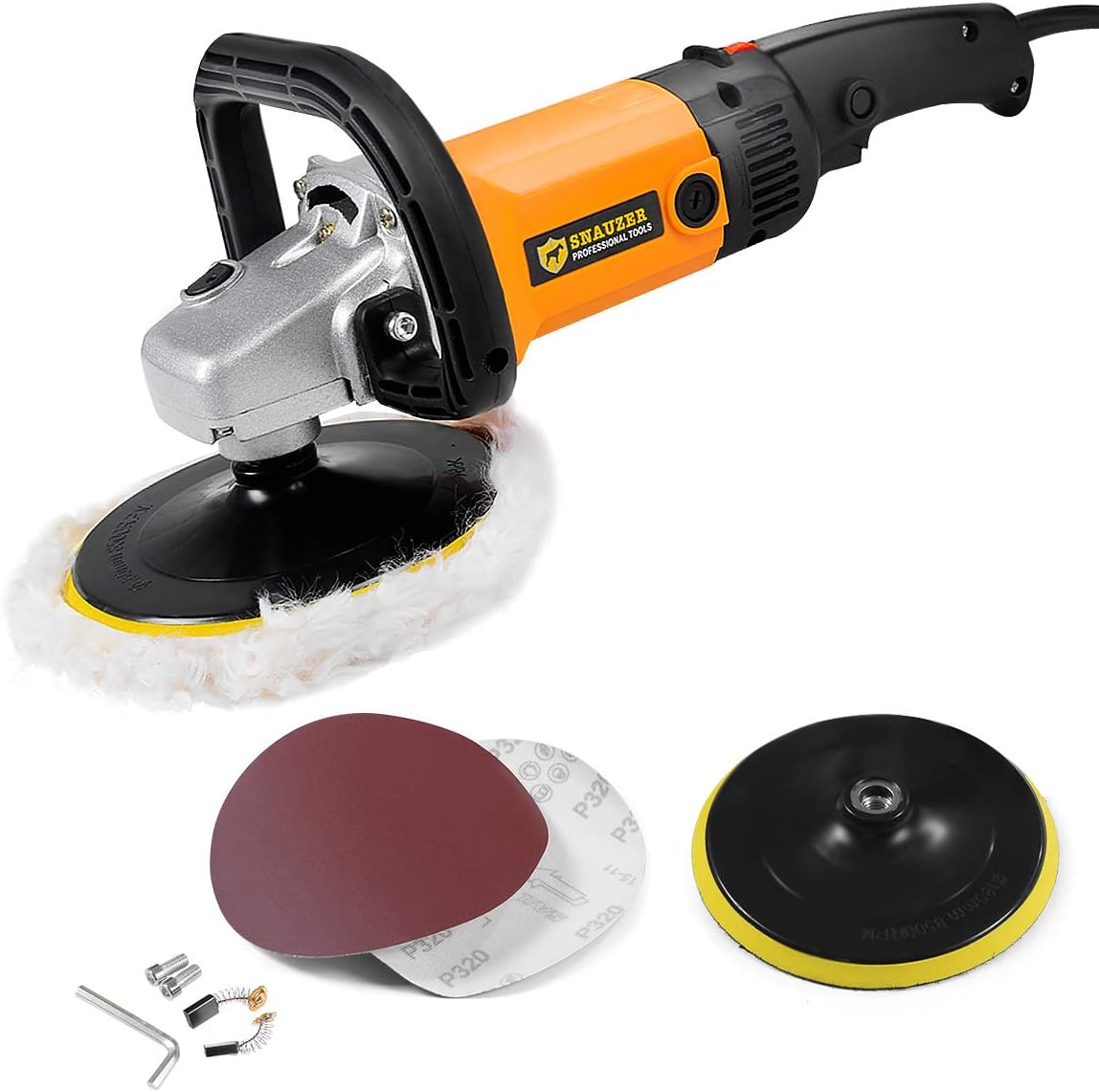 Electric Car Polisher 6-Speed Rotary Polisher 7 Buffer Sander with Bonnet Pad, 10Amp J325866