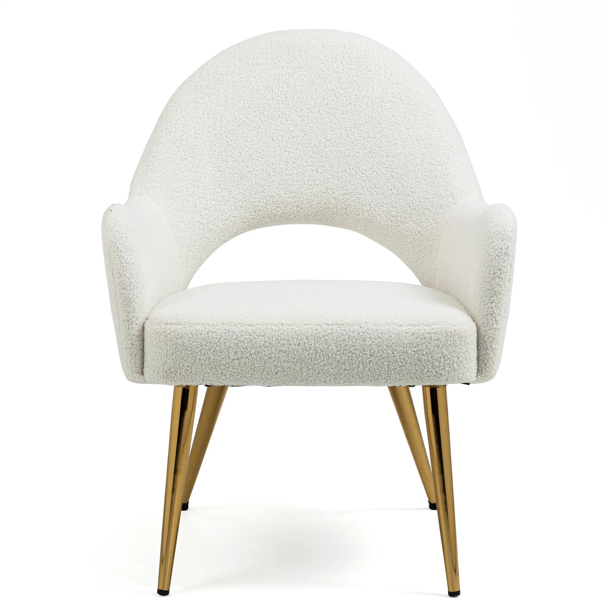 White Boucle Accent Chair with Gold Legs C2039