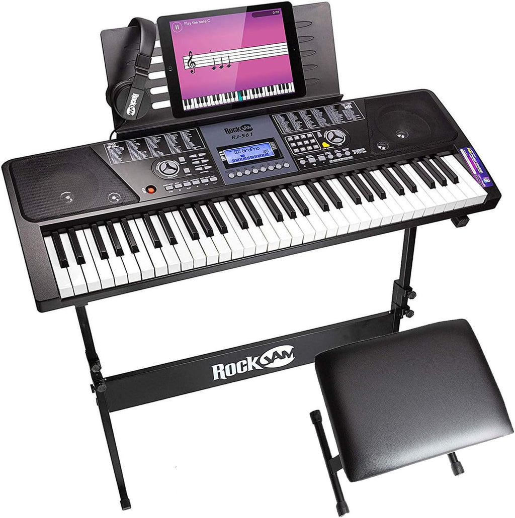 61 Key Keyboard Piano With LCD Display Kit, Keyboard Stand, Piano Bench, Headphones Z484