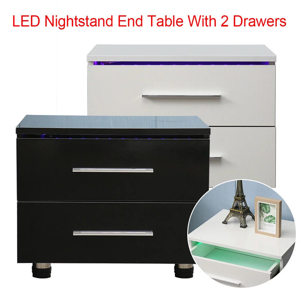 High Gloss 2 Drawer Nightstand Z848