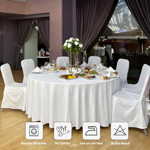 12 Pack White 120 Inch Round Polyester Tablecloth D407916