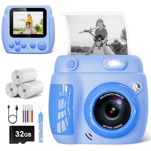Instant Print Kids Camera with 3 Rolls Printing Paper Green K241298