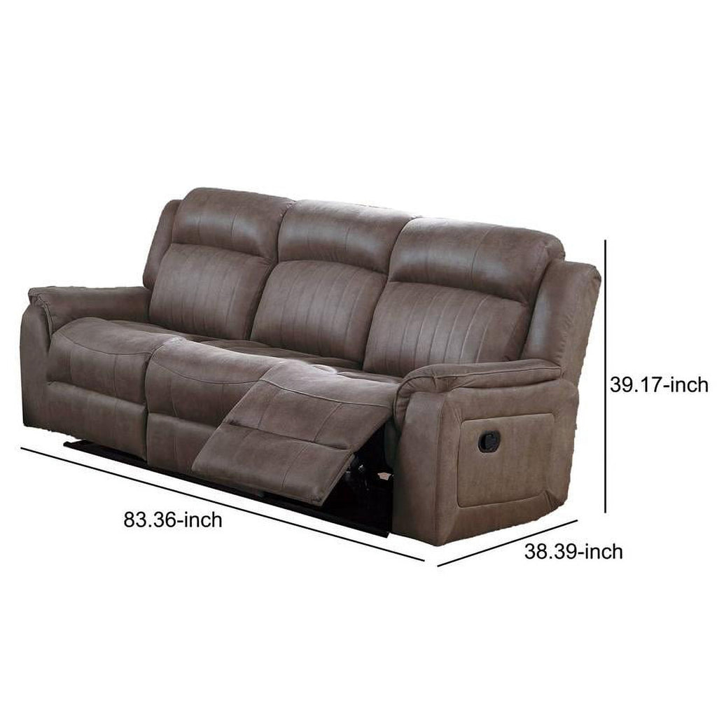 Brown Fabric Manual Motion Sofa with Pillow Top Arms Z452