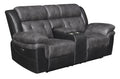 Charcoal and Black Tufted Cushion Motion Loveseat Q51912