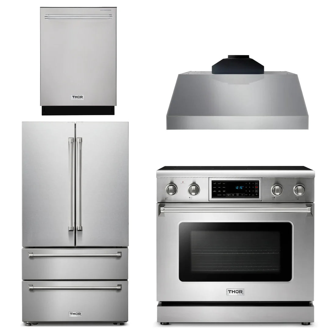 36 Electric Range, Range Hood, Microwave, Refrigerator, Dishwasher L13001