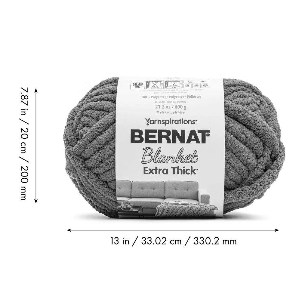Bernat Blanket Extra Thick Jumbo Polyester Yarn, Clay, 21.2oz, 72 Yards (2 Pack) W6666