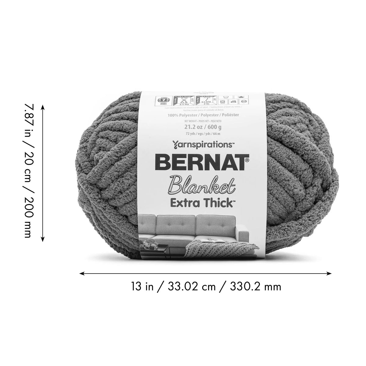Bernat Blanket Extra Thick Jumbo Polyester Yarn, Clay, 21.2oz, 72 Yards (2 Pack) W6666