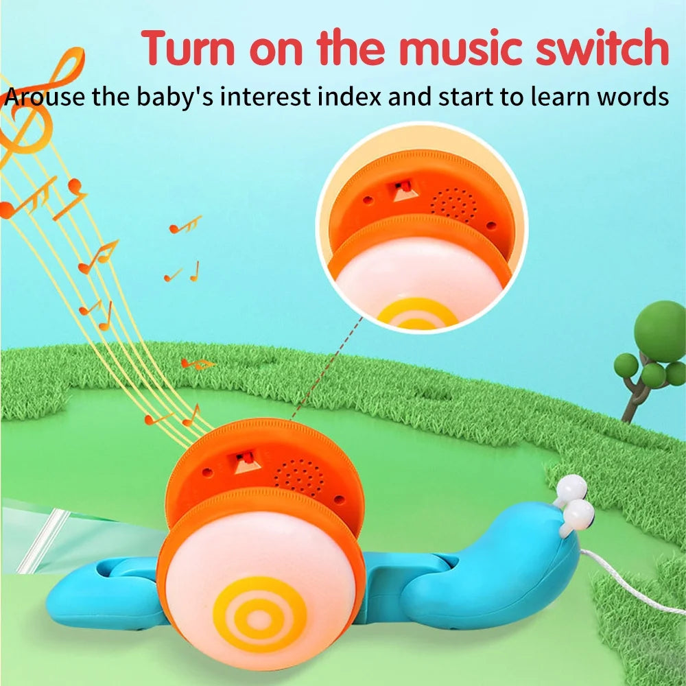 Colorful Light Music Push Pull Snail Toddler Toy D345604