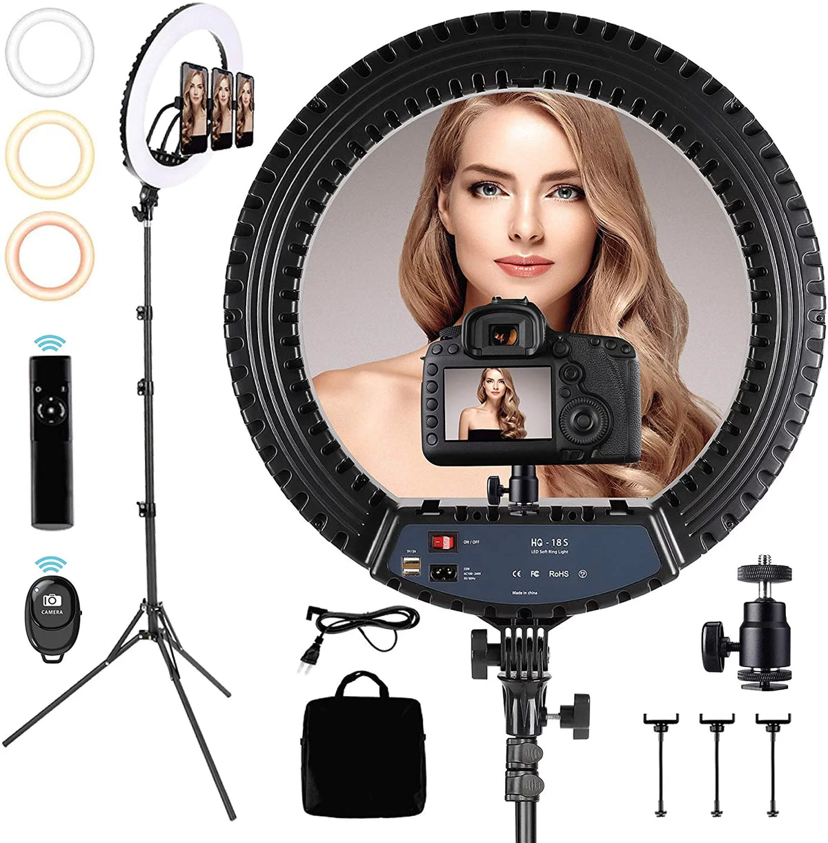 18 inch Dimmable Tricolor LED Ring Light with Stand K67767