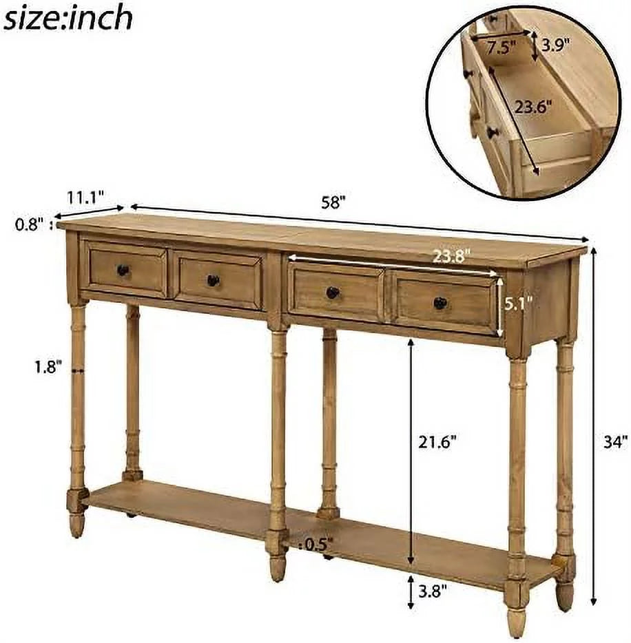 Solid Wood Console Table with 2 Drawers Y24031