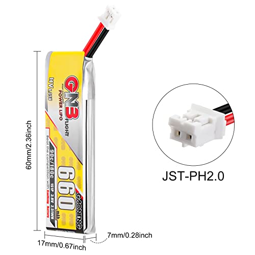 660mAh 1S LiPo Battery 4PCS 3.8V 90C JST-PH2.0 Micro FPV Racing Drone V272515