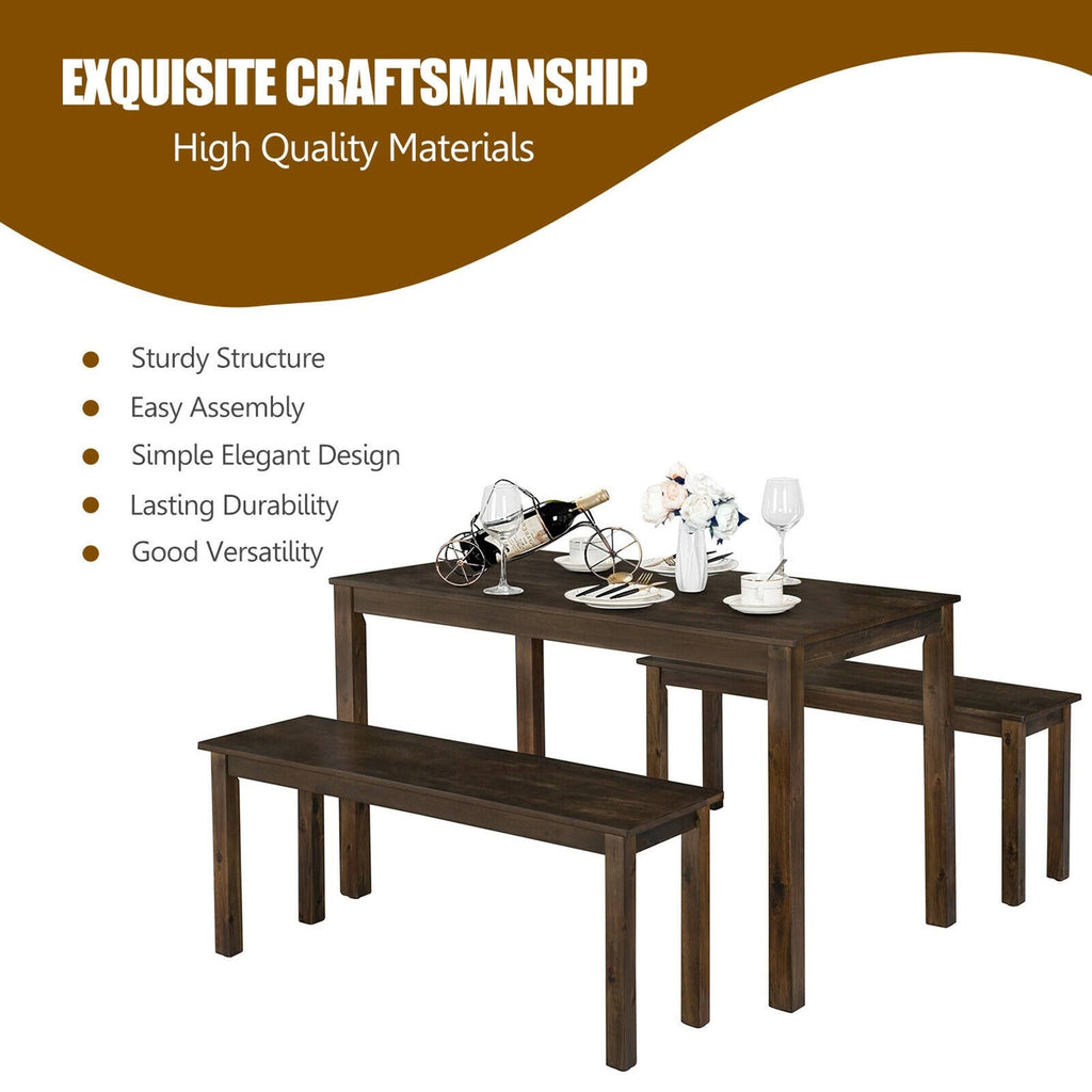 3pcs Dining Table with 2 Benches T351