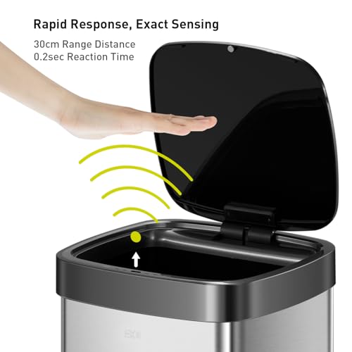 50 Liter Matte Stainless Steel Motion Sensor Trash Can J47791
