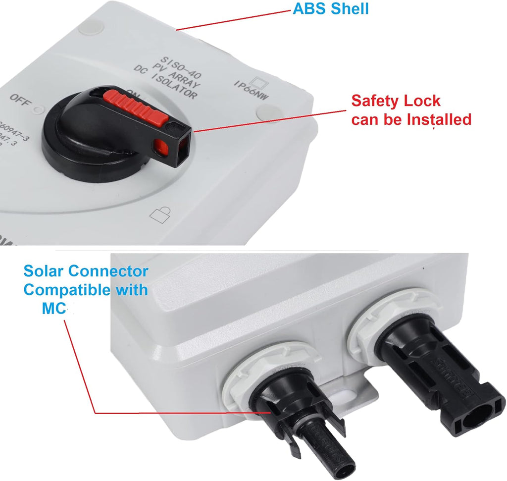 Solar Combiner Box 32A PV DC Isolator Switch DC Disconnect Waterproof IP66 N8102