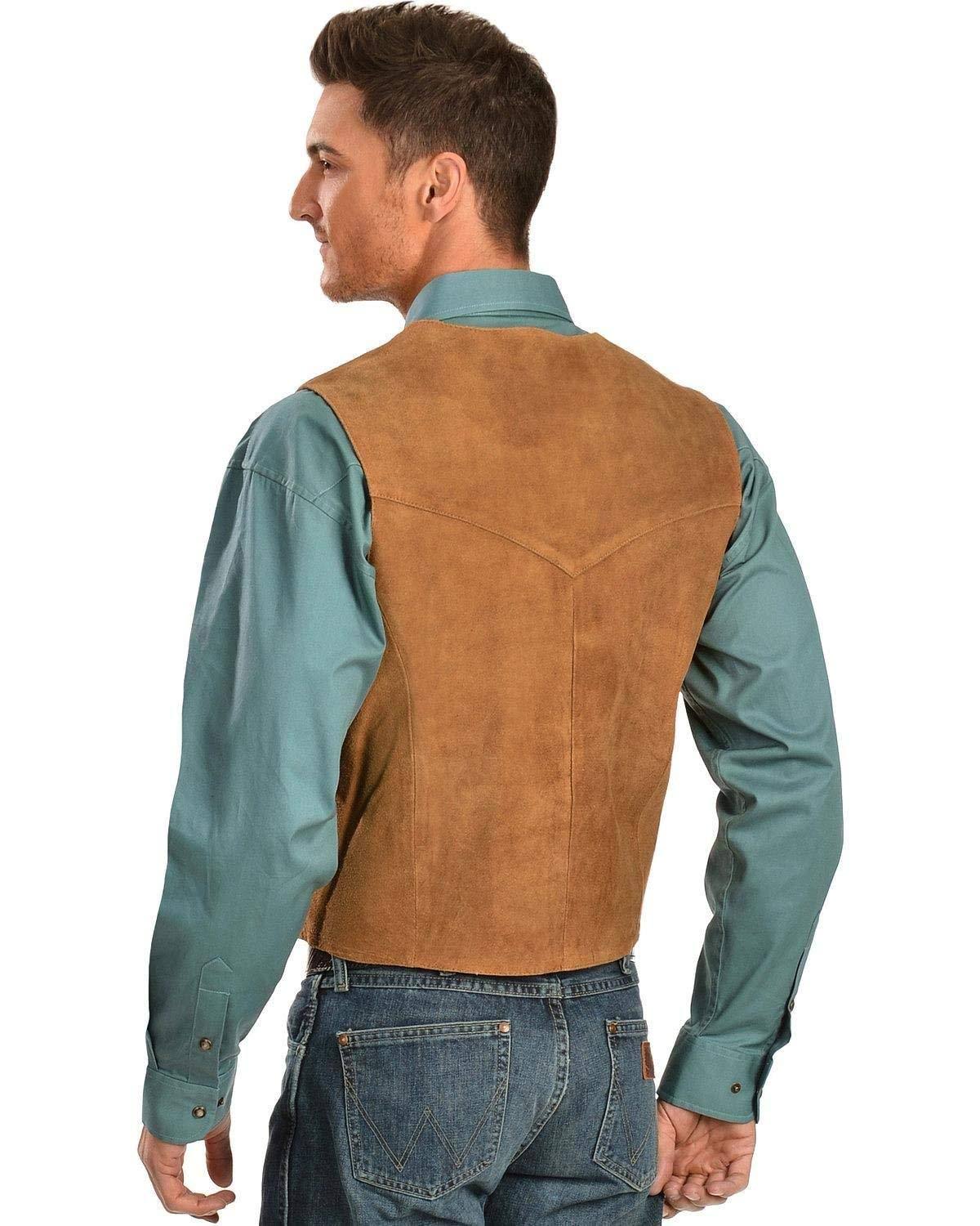 Brown Calf Suede Western Snap Vest K424