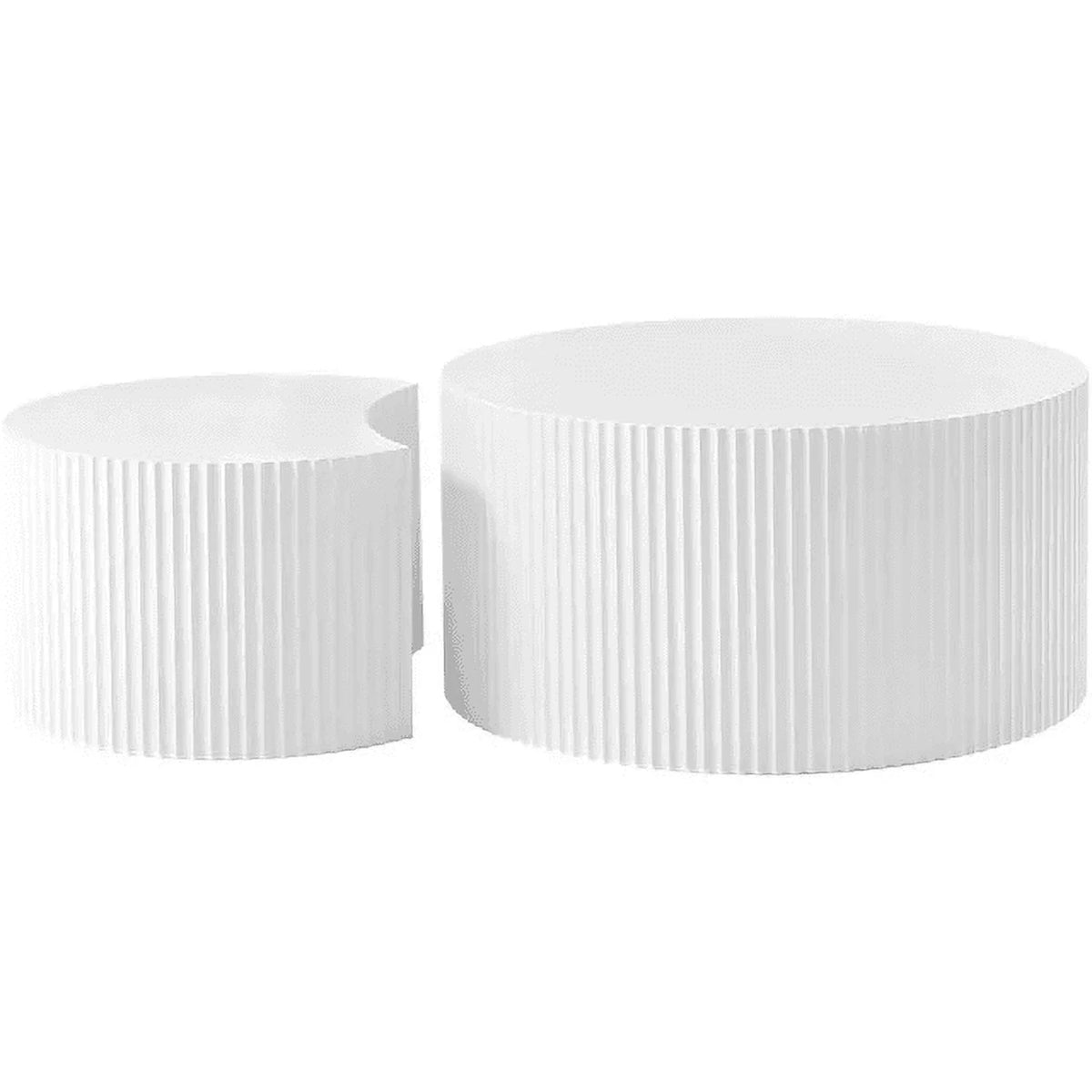 Matte White Round Wooden Coffee Table Set of 2 D550725