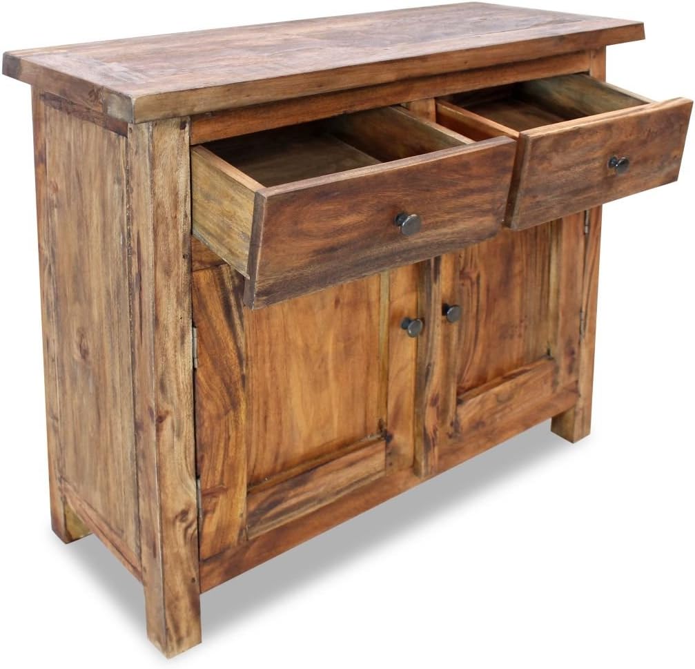 Rustic Wood Sideboard with 2 Drawers and Doors Q63946