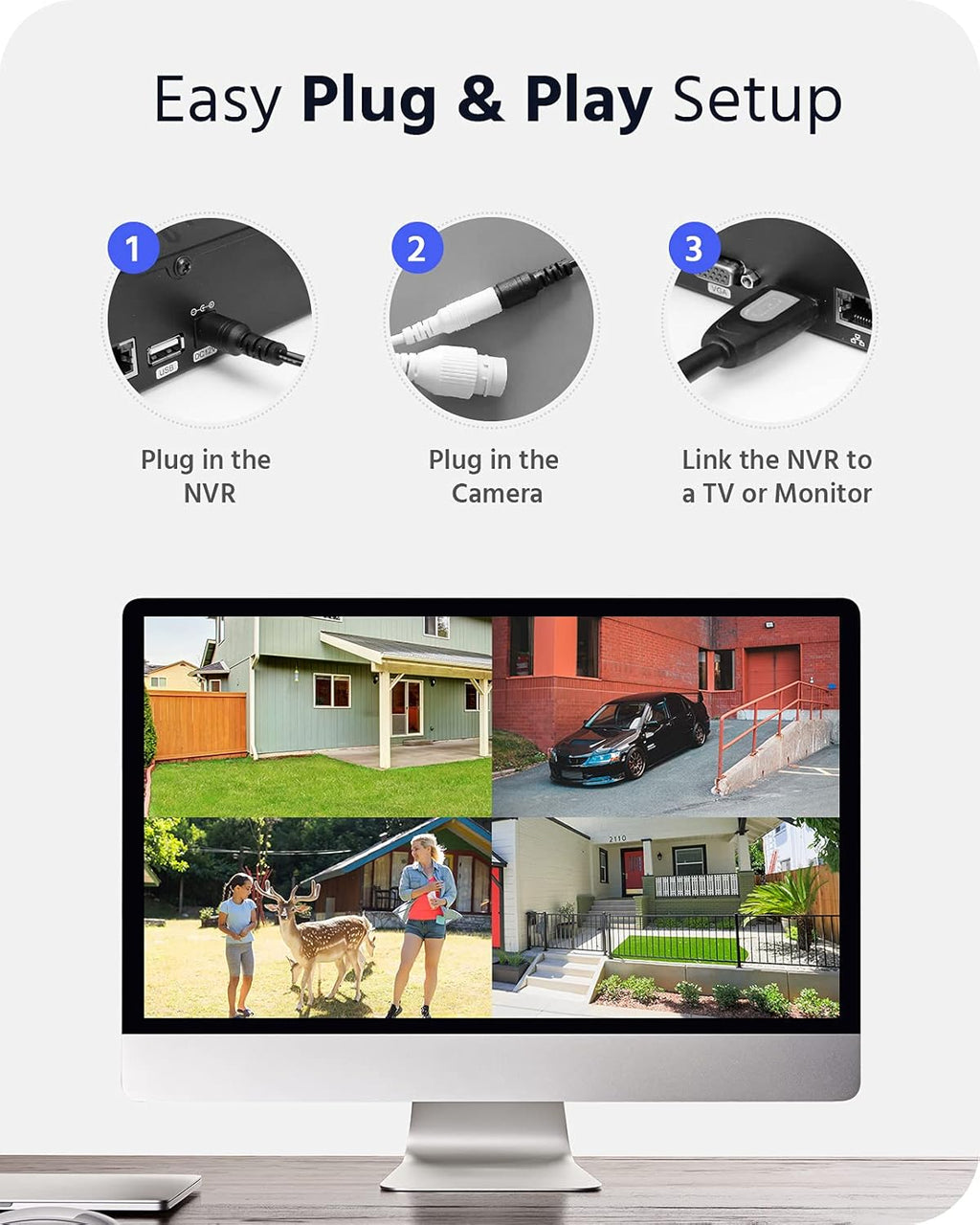 3MP Wireless Security Camera System, 8 Channel NVR Kit with 4 Cameras Y27631