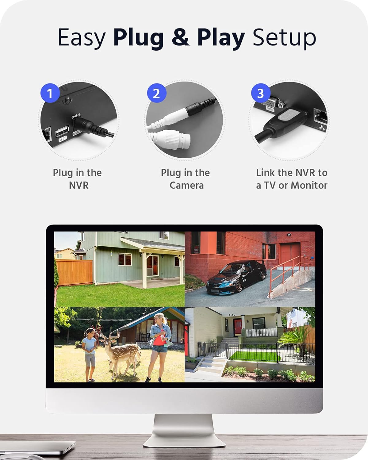 3MP Wireless Security Camera System, 8 Channel NVR Kit with 4 Cameras Y27631