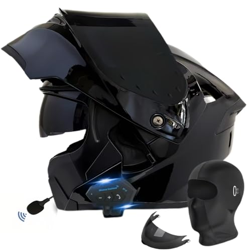 Motorcycle Bluetooth Modular Helmet, DOT Approved Flip Up Full Face Dual Visor Helmet, with Dual Speakers and Microphone Y162335