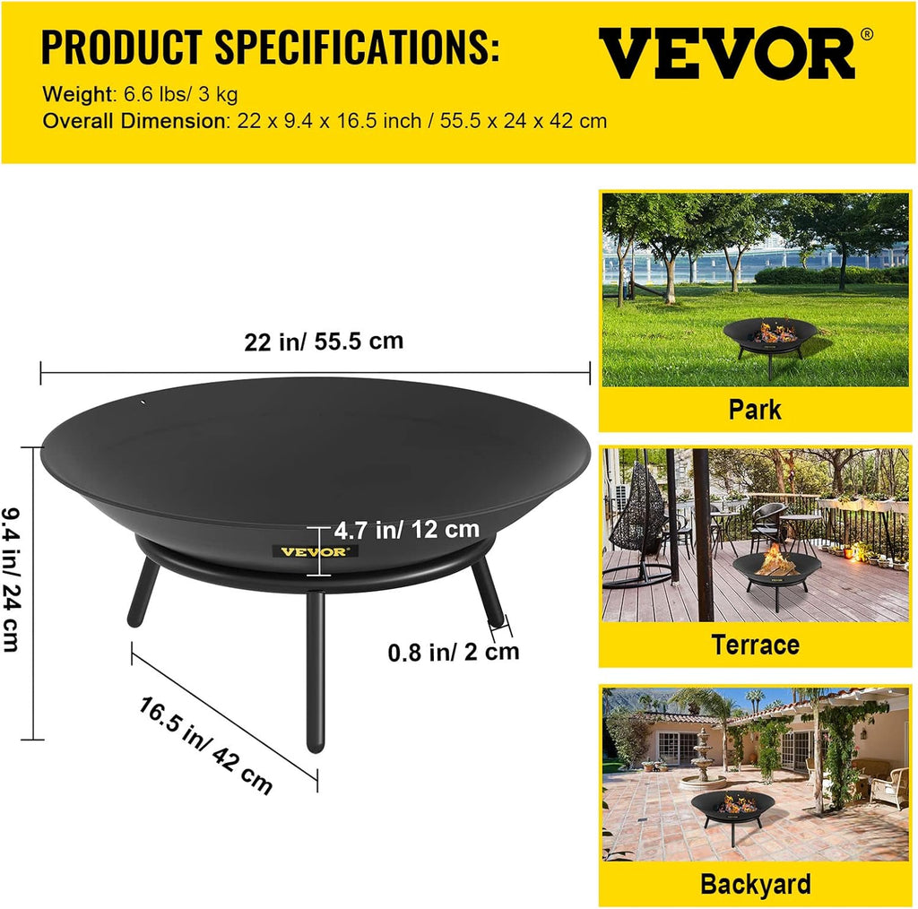 22-Inch Round Carbon Steel Fire Pit Bowl Q8998