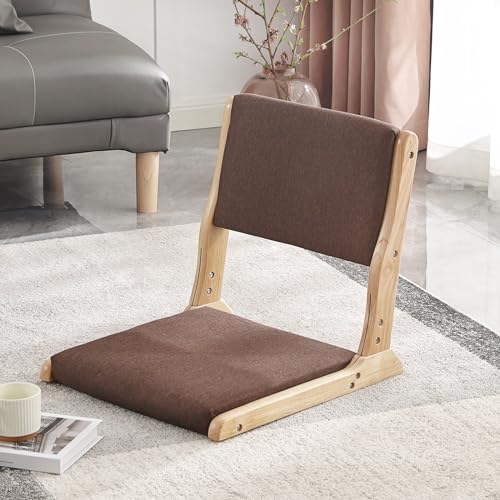 Foldable Floor Chair with Cushion, Wood Grey G64930