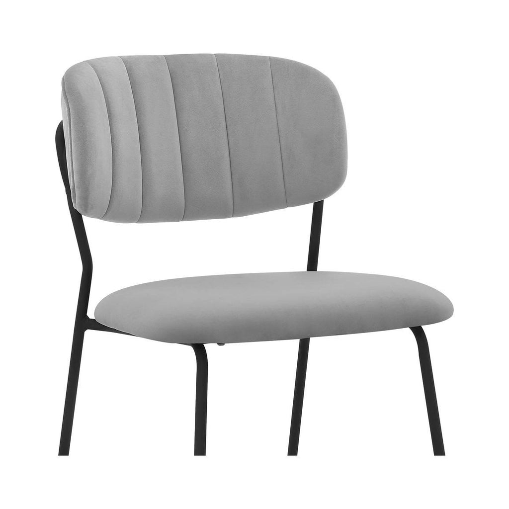 Grey Velvet and Metal Dining Room Chairs - Set of 2 U877434