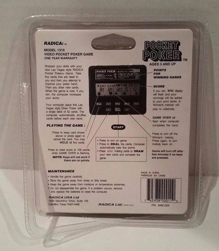 Draw Poker Electronic Hand Held Model 1310 B6599