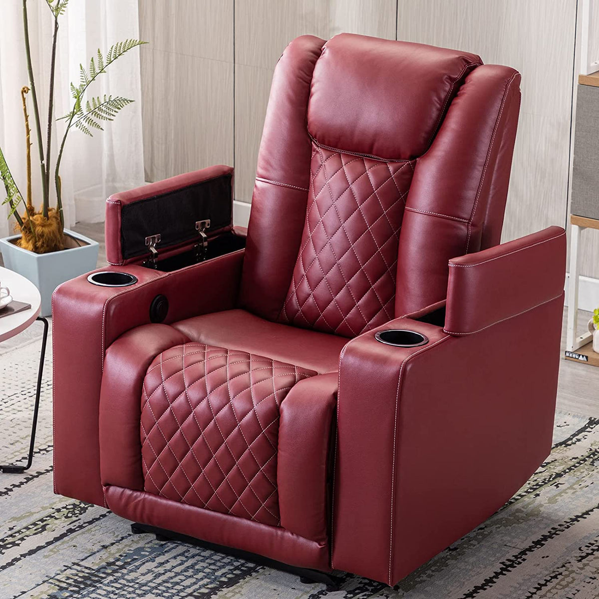 Power Recliner Chair Set of 3 PU Leather Black N33805