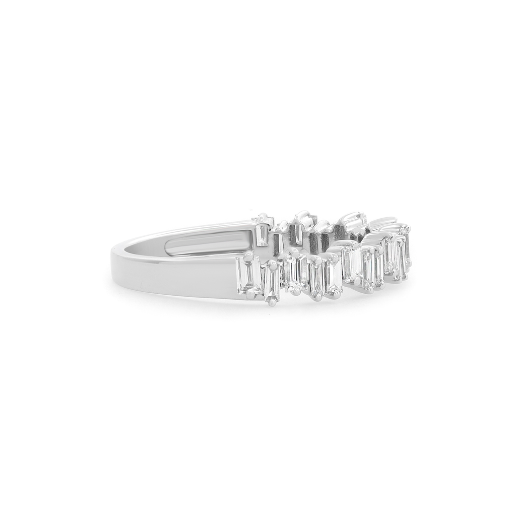 0.63Cttw Baguette Cut Diamond Ring 18K White Gold Size 6.5 M1254