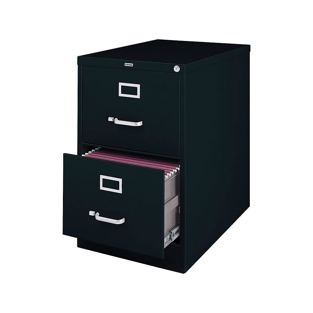 25" Deep 2 Drawer Legal Size Black File Cabinet W989