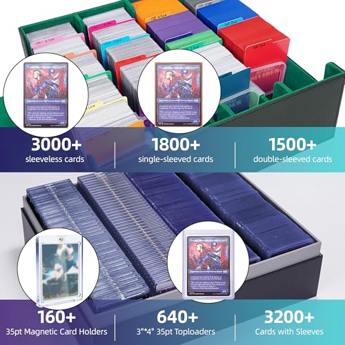 Trading Card Storage Box with 48 Dividers, Black Blue C252