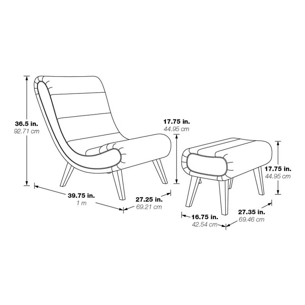 Pewter Faux Leather Lounger with Ottoman R440752