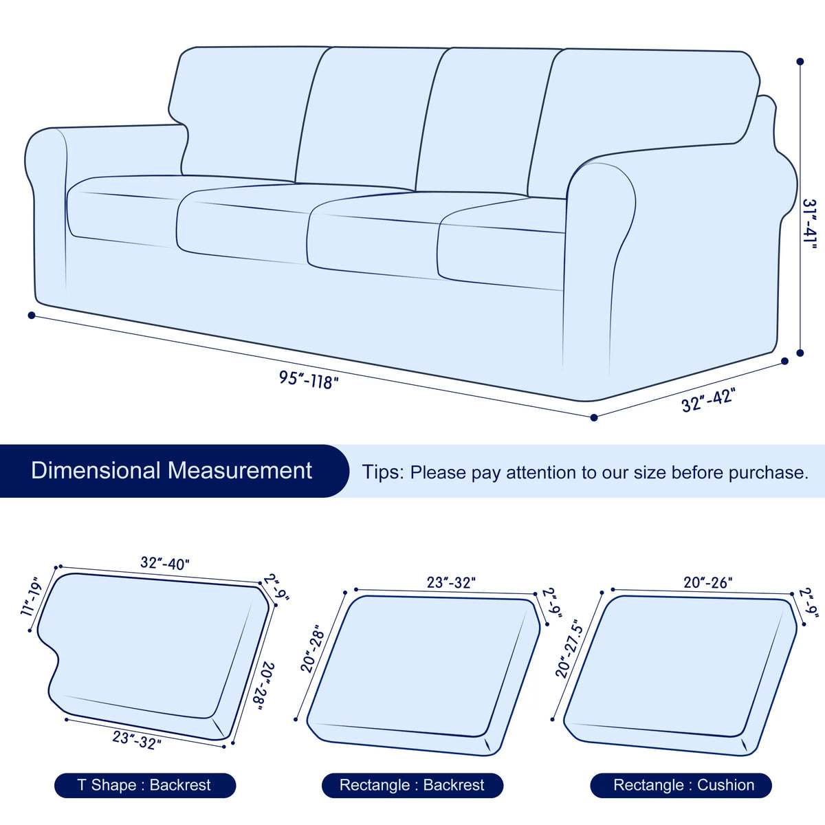 9 Pieces Stretch Sofa Slipcover Set M50786