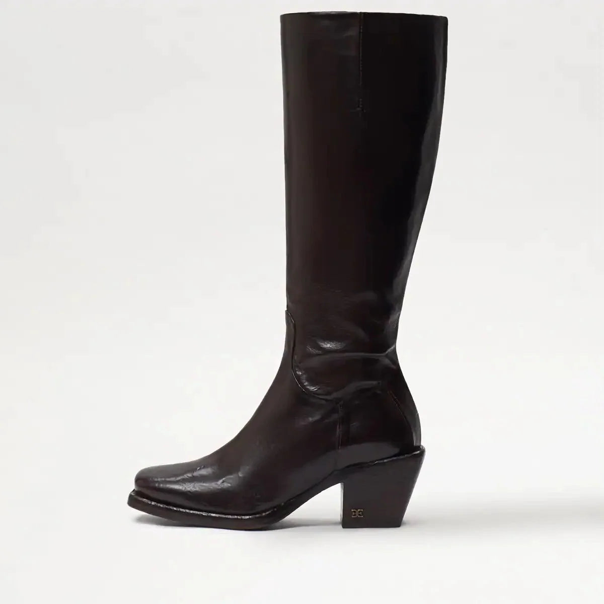 Dark Brown Washed Leather Square Toe Western Boot G125