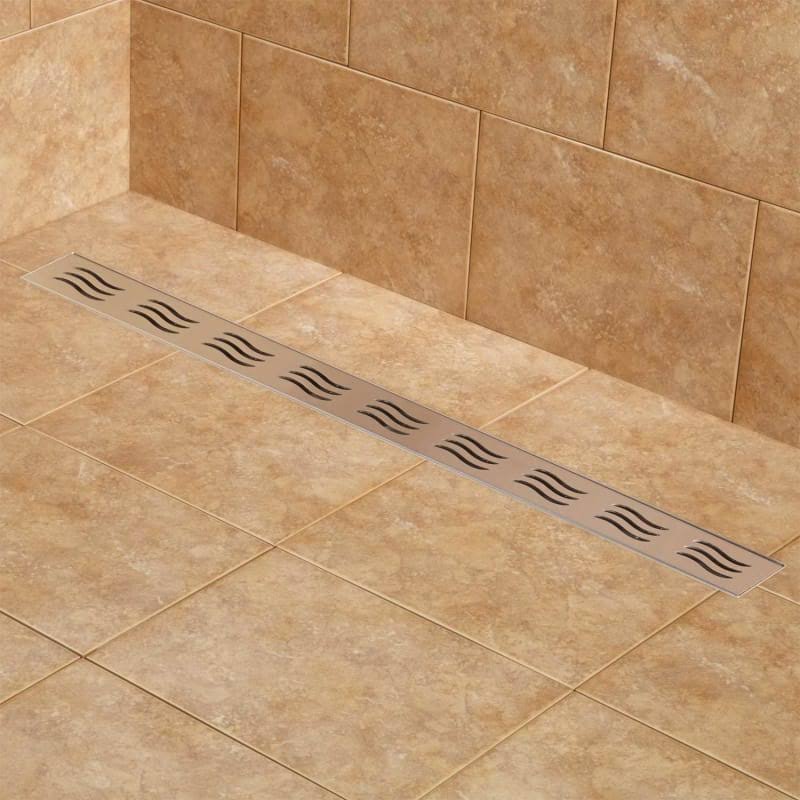 Brushed Stainless Steel Linear Shower Drain with Flange S2146