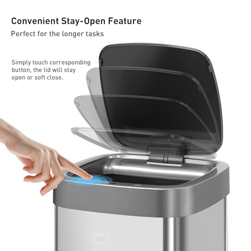 50 Liter Matte Stainless Steel Motion Sensor Trash Can J47791
