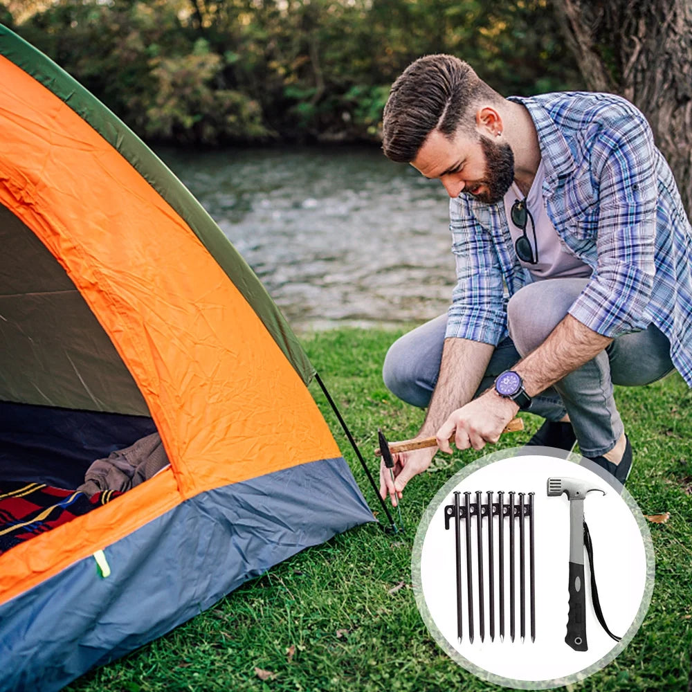 Tent Stake Kit with Steel Pegs and Hammer B9079