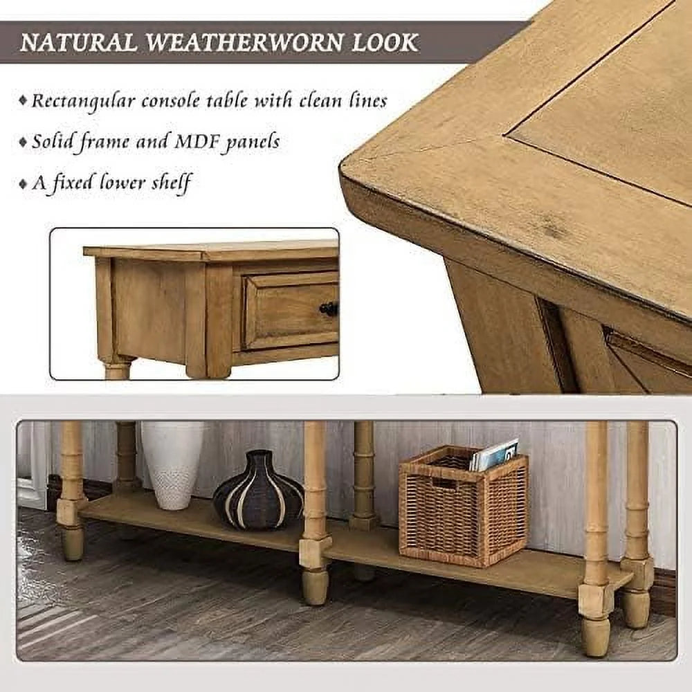 Solid Wood Console Table with 2 Drawers Y24031