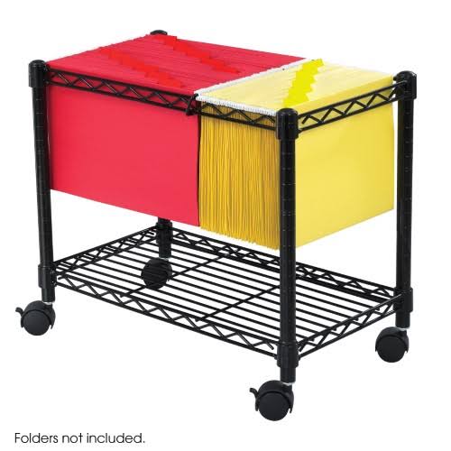 Black Steel Rolling File Storage Cart H27349