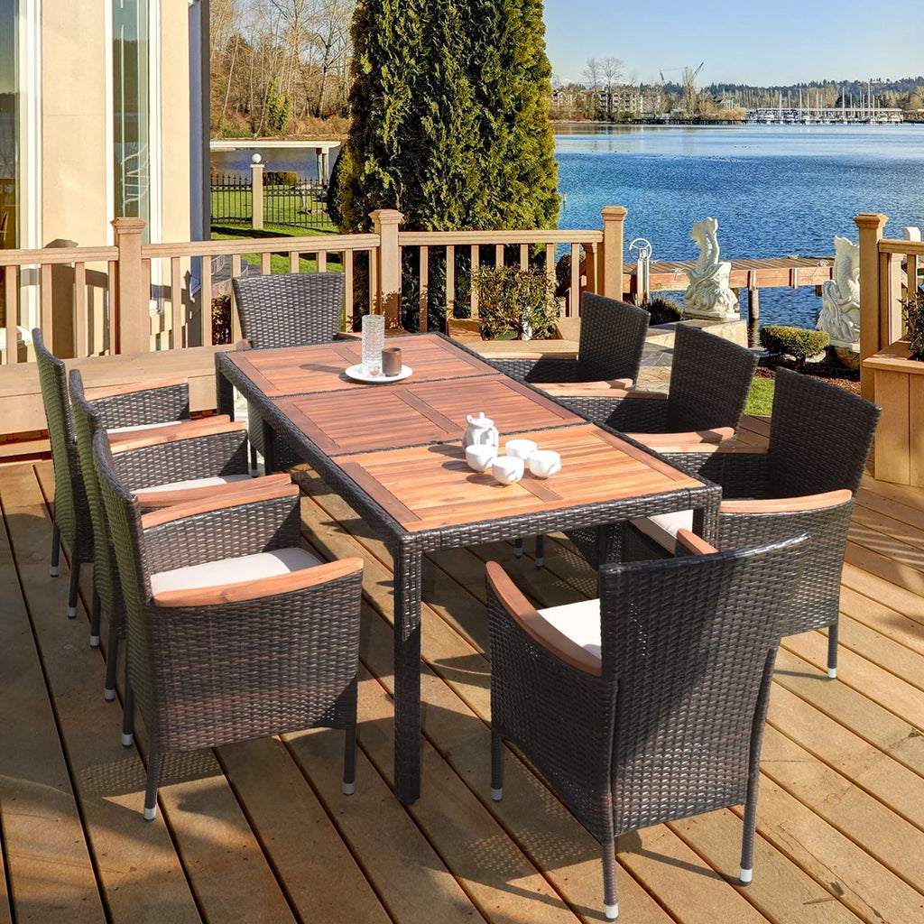 9 Pcs Wicker Rattan Outdoor Dining Set J112384